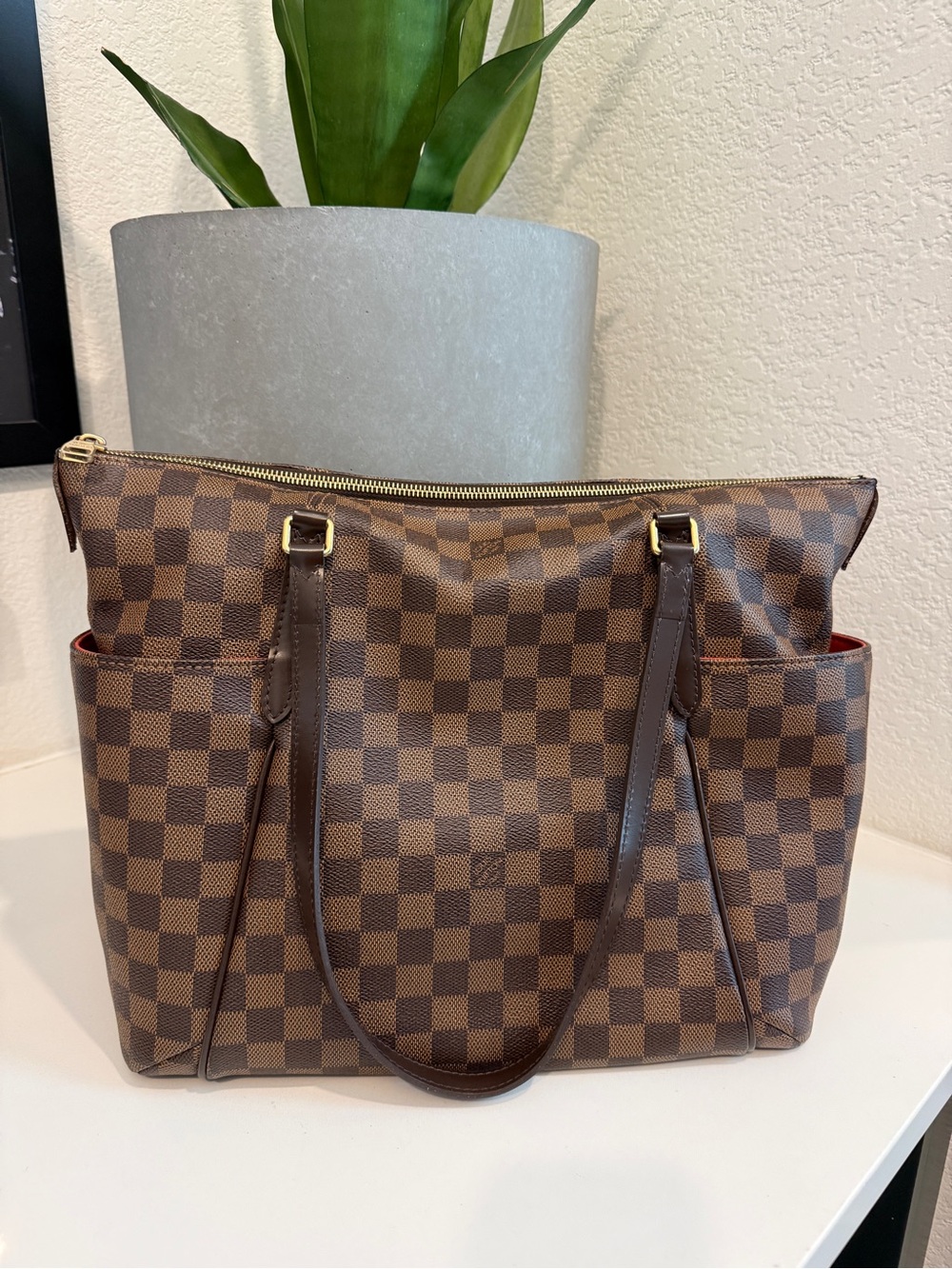Louis Vuitton Totally MM Damier Ebene Canvas Brown Tote